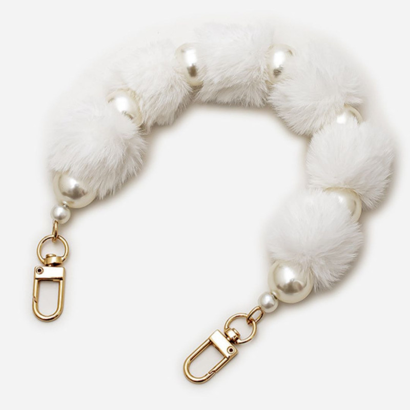 Collier de Coque de Téléphone avec Pompon Blanc, Fermoir Doré - 30 CM. — ECO · Smarty Paris 18e
