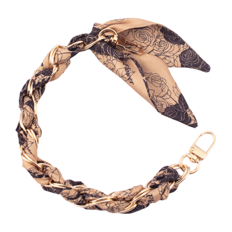 Collier de Coque de Téléphone avec Foulard en Soie Brune, Fermoir Doré - 32 CM — ECO · Smarty Paris 18e