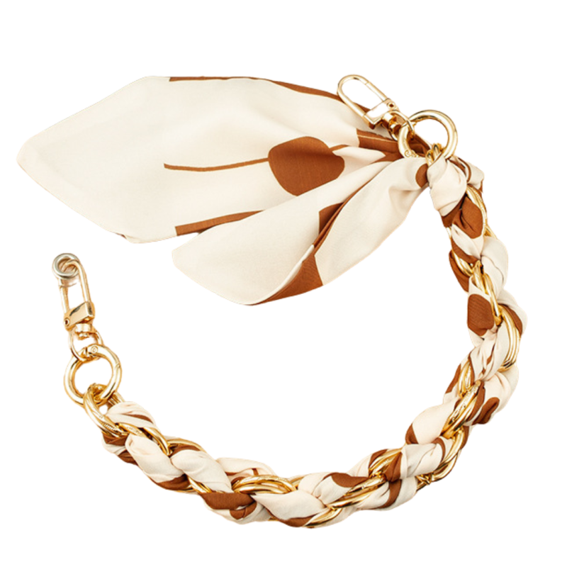 Collier de Coque de Téléphone avec Foulard en Soie Maron, Fermoir Doré - 34 CM — ECO · Smarty Paris 18e