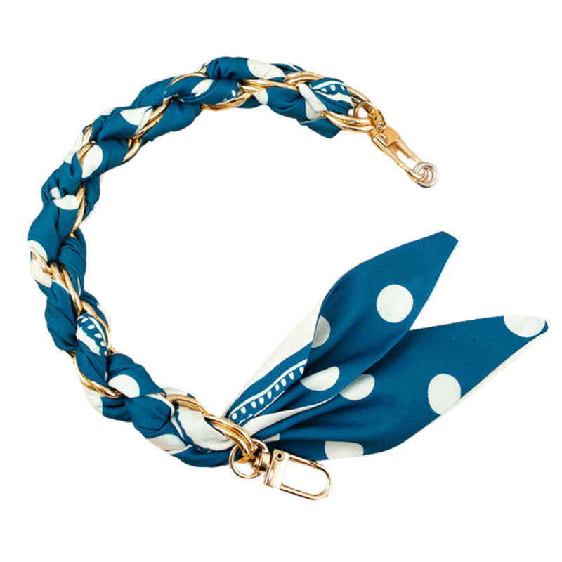 Collier de Coque de Téléphone avec Foulard en Soie Bleue Foncée, Fermoir Doré - 32 CM — ECO · Smarty Paris 18e