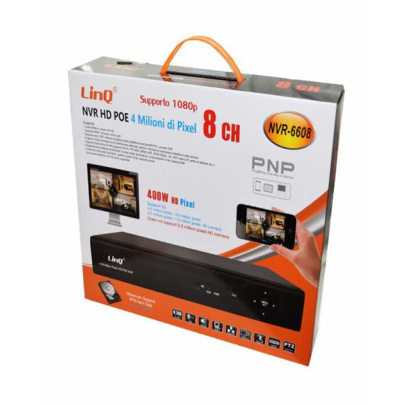 Enregistreur NVR LinQ NVR-6608 – H.265, 8 canaux PoE, 4 MP