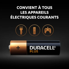 Piles Alcalines AA Duracell Plus Power 1.5V x 4pcs — Duracell · Smarty Paris 18e