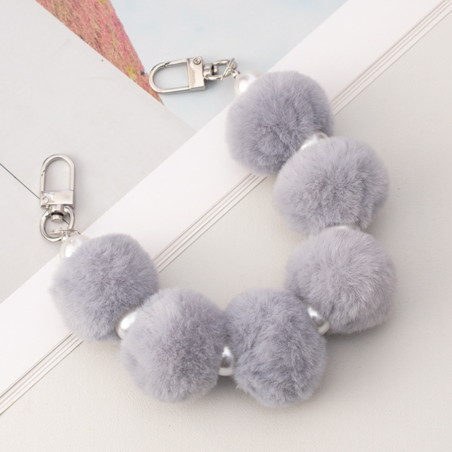 Collier de Coque de Téléphone avec Pompon Gri | Smarty Paris