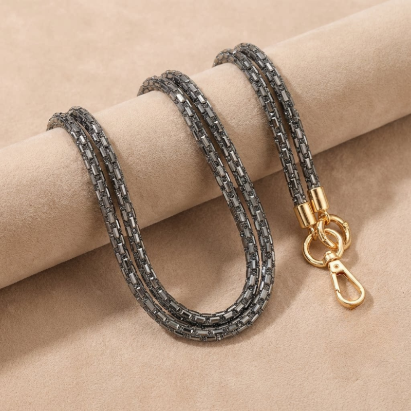 Lanière de Téléphone Portable en Cristal Gris avec Fermoir Doré — ECO · Smarty Paris 18e