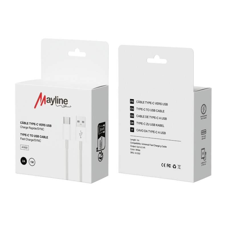 Câble USB vers Type-C 20W - 1M (Mayline) — Mayline · Smarty Paris 18e