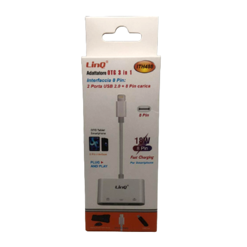 Adaptateur Lightning Mâle 3 en 1 Lightning Mâle / 2 USB Femelle LinQ ITH488 — LinQ · Smarty Paris 18e