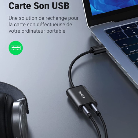 Adaptateur USB 2.0 Carte Son Externe - UGREEN 30724 - Noir — Ugreen · Smarty Paris 18e