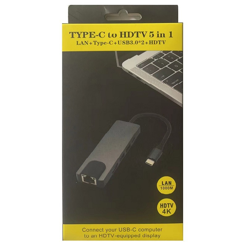 Hub Type-C 5 en 1 - HDMI + LAN + USB 3.0*2 + Type-C — ECO · Smarty Paris 18e