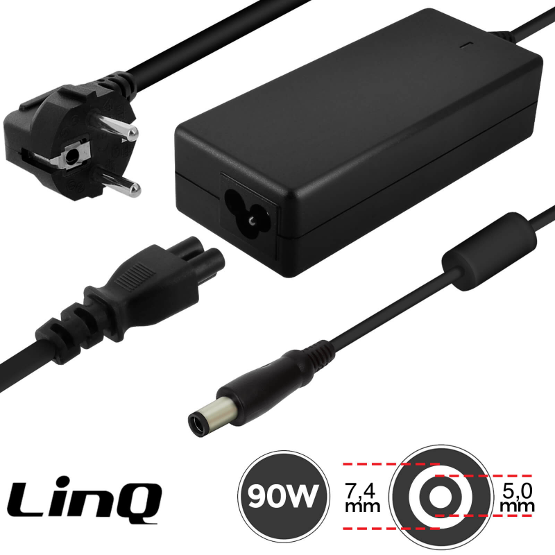 Laptop Charger LinQ HP-9050 – HP Compaq 90W, 19V 4.74A, 7.4 x 5.0mm