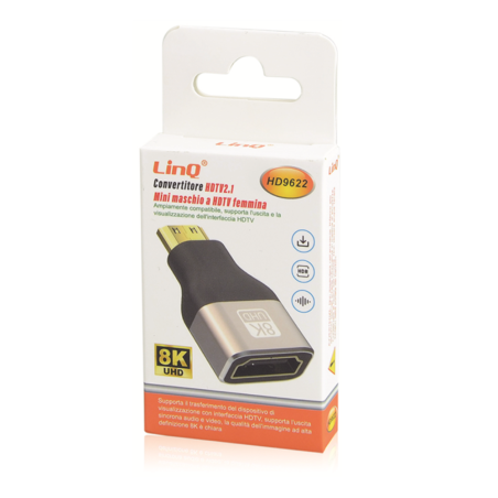 Convertisseur mini HDTV mâle vers HDTV femelle LinQ HD9622 — LinQ · Smarty Paris 18e