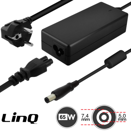 Laptop Charger LinQ HP-6550 – HP Compaq 65W, 18.5V 3.5A, 7.4 x 5.0mm