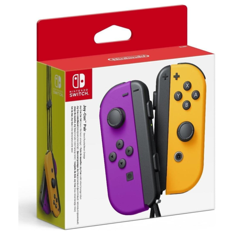 Paire de Manettes Joy-Con Switch Nintendo Violet Fluo / Orange Fluo · Smarty Paris