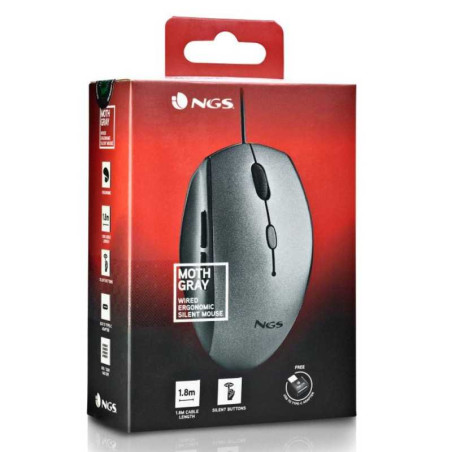 Ergonomic wired mouse NGS Moth Gray USB/Type-C – Grey