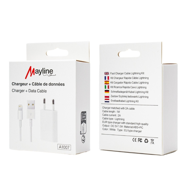Kit Chargeur 5W Câble USB vers Lightning 1M (Mayline) — Mayline · Smarty Paris 18e