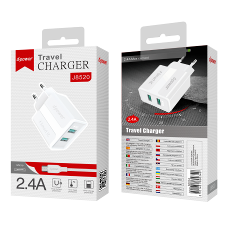 Kit Chargeur de Voyage 2USB / Micro - D-power | Smarty Paris