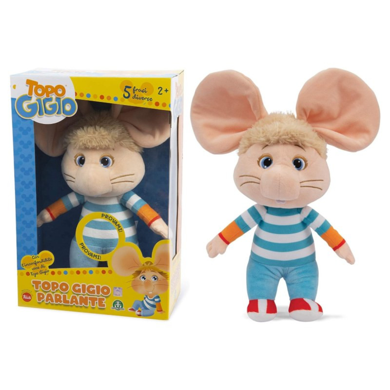 Peluche parlante Grandi Giochi Topo Gigio – polo gris 38 cm