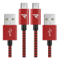 Câble USB / Micro Nylon Tressé RAMPOW RAA24 Rouge/Noir - 20cm - Pack de 2 — RAMPOW · Smarty Paris 18e