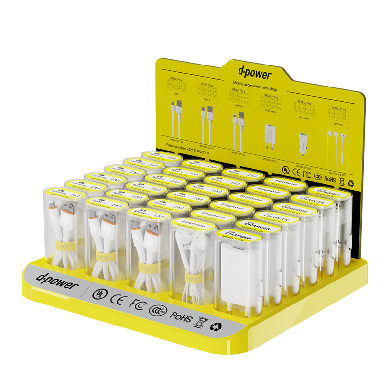 Set de Micro*6 / Type-c*6 / Lightning*6 / Earphone*6 / Chargeur*6 - D-power F1 — D-power · Smarty Paris 18e