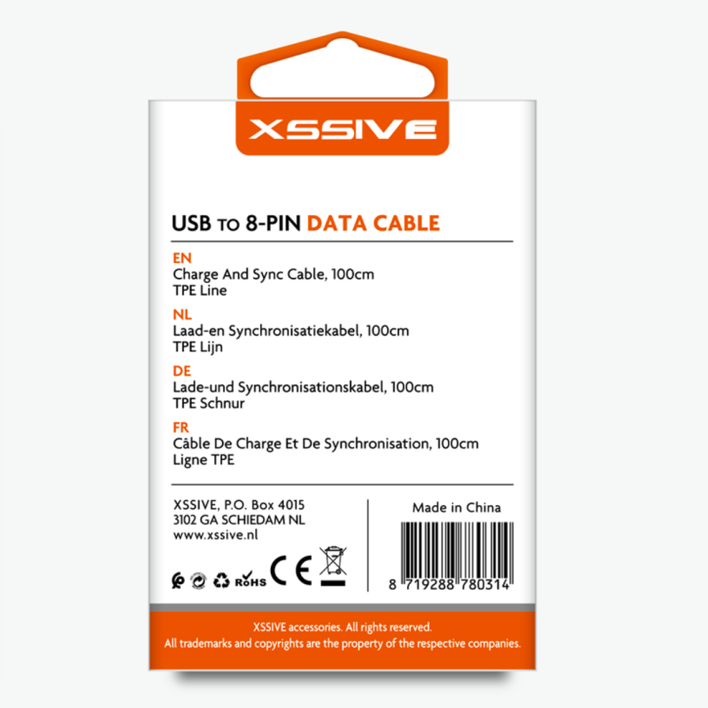 Câble de Charge USB Vers Lighting 1M XSSIVE XSS-TPE1ML — Accessoire · Smarty Paris 18e