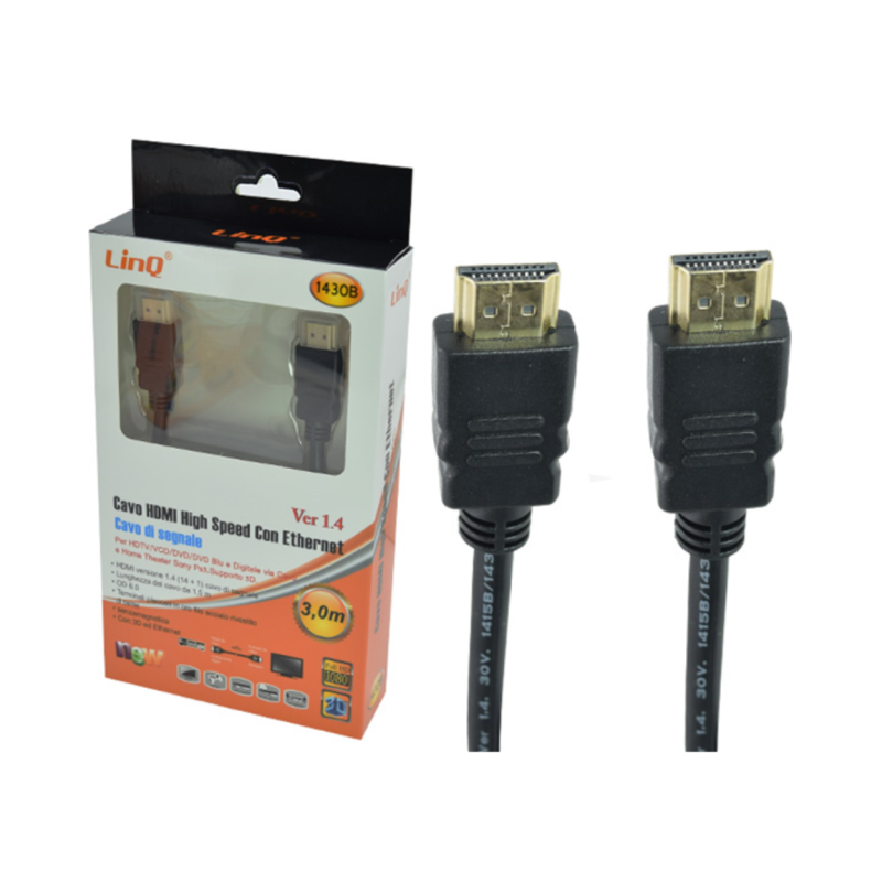 Câble HDMI avec Ethernet 3m LinQ 1430B — LinQ · Smarty Paris 18e