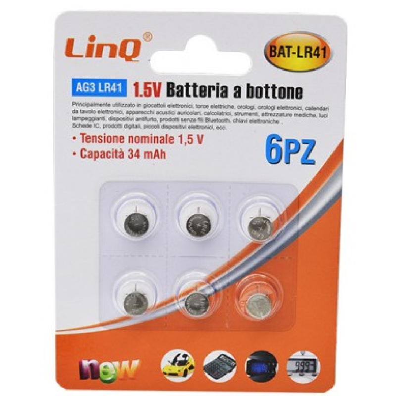 Piles Bouton AG3 LR41 1.5V 3.4mAh x 6pcs LinQ BAT-LR41 — LinQ · Smarty Paris 18e