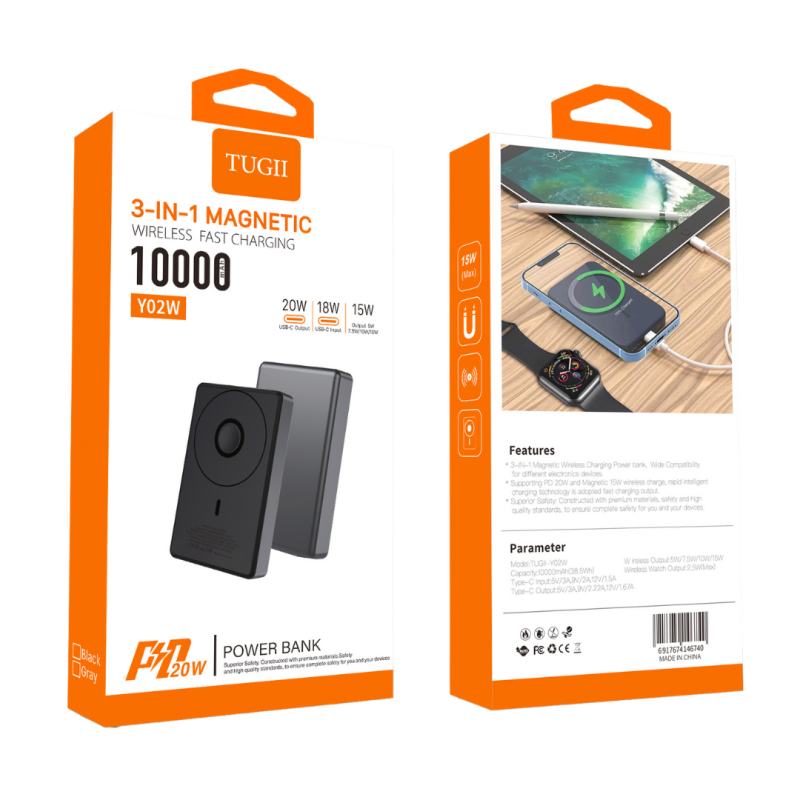 MagSafe Power Bank WUW Y02W – 10000mAh Gray MagSafe Power Bank WUW Y02W – 10000mAh Gray