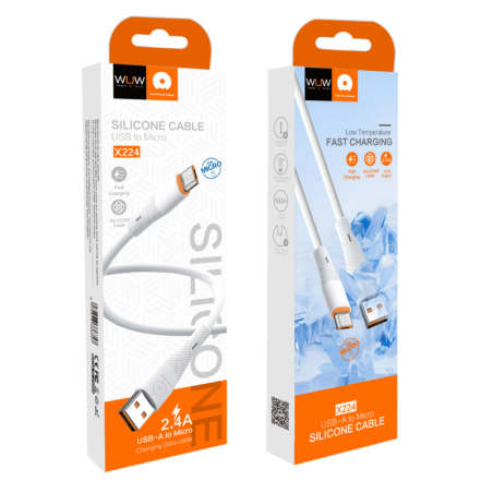 Câble en Silicone USB/Micro USB 1M Blanc - WUW X224