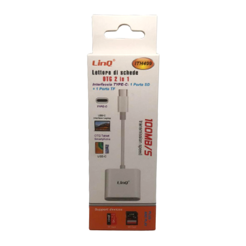 Lecteur de cartes Micro-SD/TF 2 en 1 USB-C LinQ ITH499 — LinQ · Smarty Paris 18e