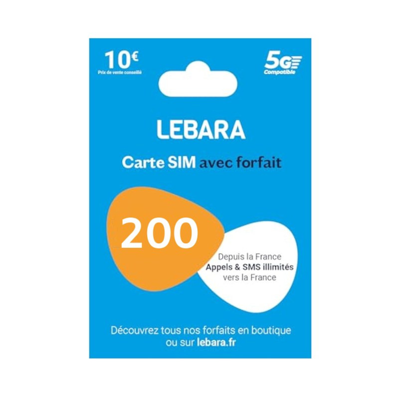 Carte SIM prépayée Lebara Mobile – illimité + 200 Go sans engagement Carte SIM prépayée Lebara Mobile – illimité + 200 Go sans engagement