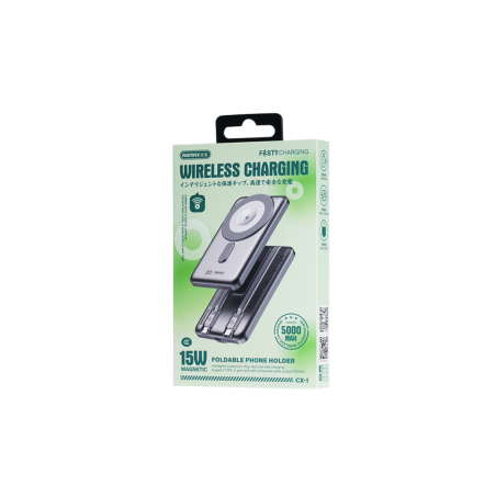 Power Bank Magnétique 5000mAh REMAX CX-1 15W avec câbles Lightning + U