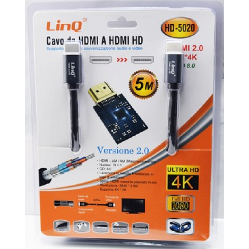 Câble HDMI LinQ HD-5020 – 5 m Mâle / Mâle Câble HDMI LinQ HD-5020 – 5 m Mâle / Mâle