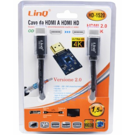 Câble HDMI Mâle / HDMI HD Mâle 1,5m LinQ HD-1520