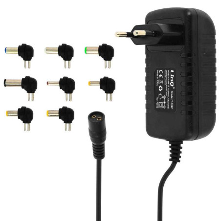 Chargeur universel LinQ T-128P – 36 W, 12 V, 8 embouts