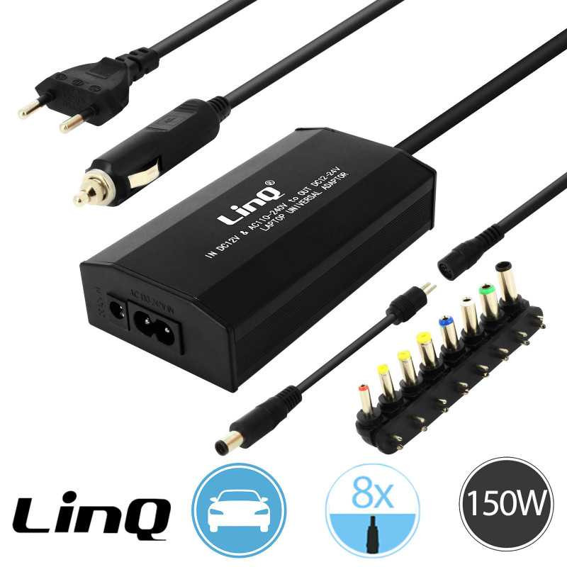 Universal Laptop Charger LinQ IT-150W – 150W, 12 to 24V, 8 tips