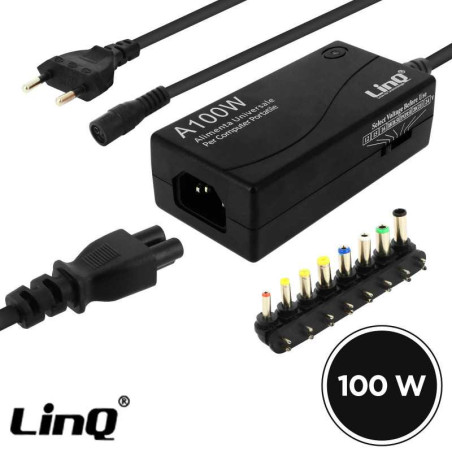 Universal Laptop Charger LinQ A100W – 100W, 12 to 24V, 8 tips