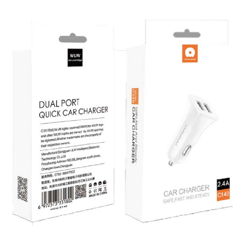 Chargeur allume-cigare WUW WUW-C140 – 2 ports USB 12 W Chargeur allume-cigare WUW WUW-C140 – 2 ports USB 12 W