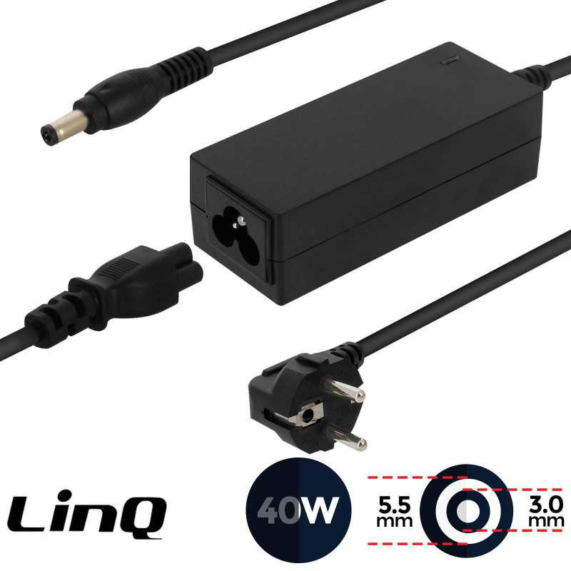 Laptop Charger LinQ SM-4030 – Samsung 40W 19V 2.1A 5.5 x 3.0 mm black