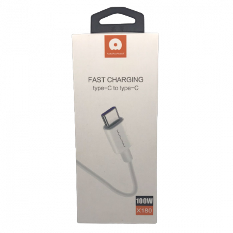 Câble USB-C vers USB-C WUW X180 – 100 W Blanc Câble USB-C vers USB-C WUW X180 – 100 W Blanc