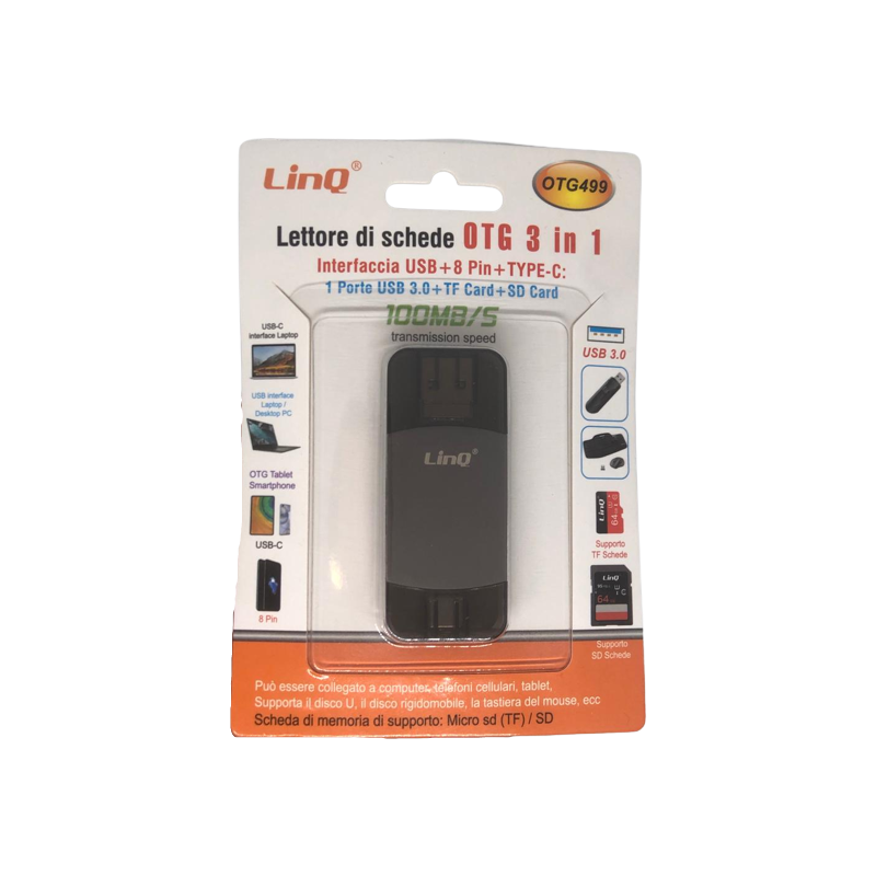Card Reader LinQ OTG 499 - USB-C / USB 3-in-1 TF/SD