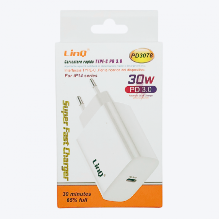 Adaptateur Secteur USB-C 30W LinQ PD3078 | Smarty Paris 18e