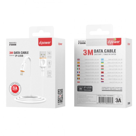 D-power F3006 Lightning cable 3 m white | Smarty
