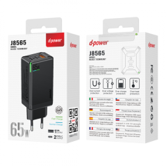 Adaptateur secteur 3 ports D-power J8565 – 65W 1 USB + 2 Type-C Noir