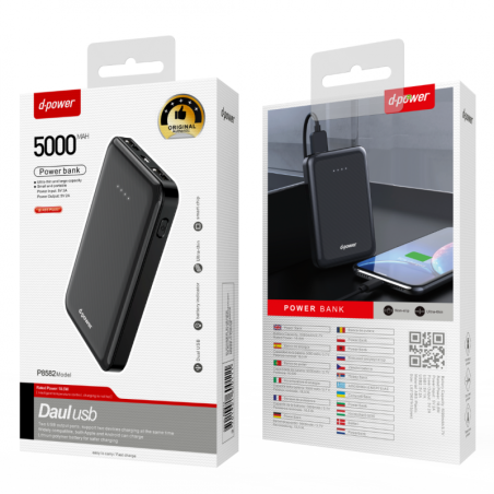 Power Bank D-power P8582 – 5,000 mAh Black