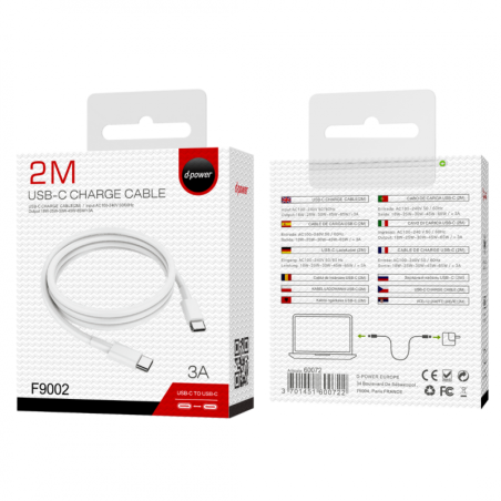 USB-C Cable D-power F9002 – USB-C to USB-C 2 m White