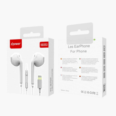 Lightning Bluetooth Hands-Free Earphones D-power K6053 – White