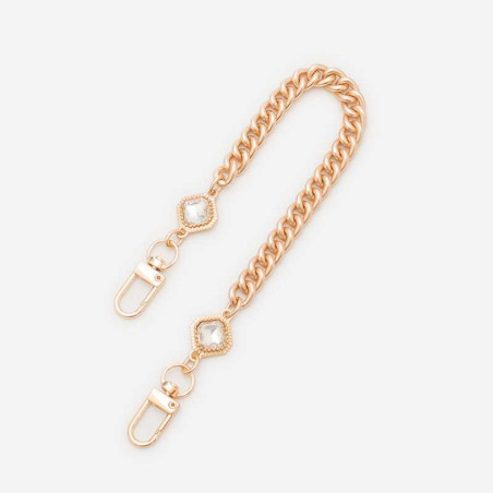 Phone Case Necklace Gold Mesh – White Stones 30 cm