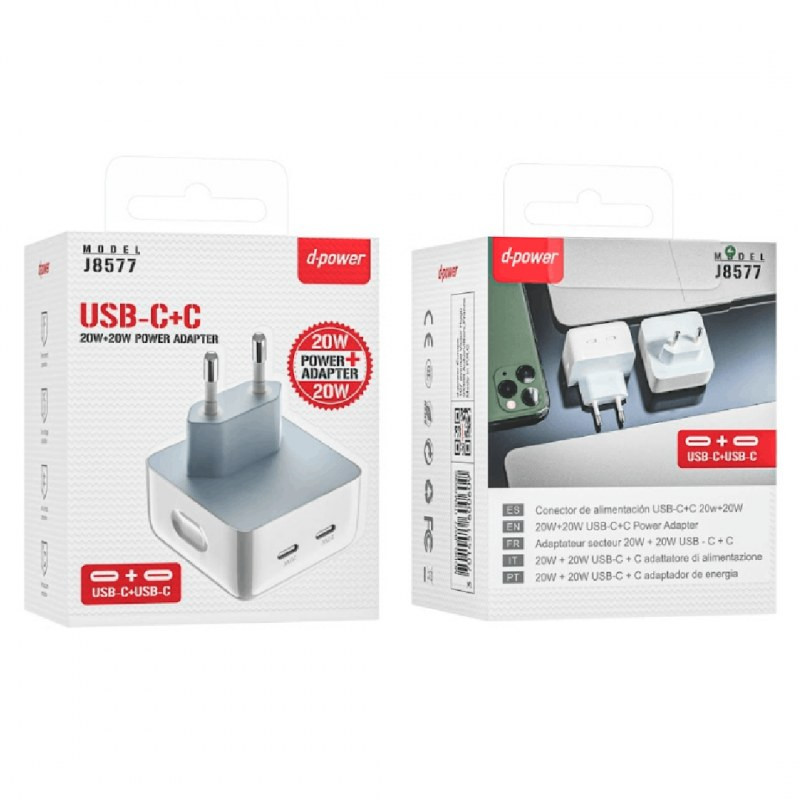 Chargeur secteur USB-C PD D-power J8577 – 40W blanc