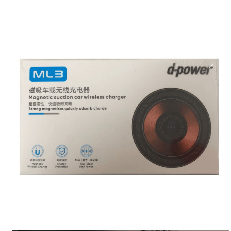 Chargeur Sans Fil Magsafe avec Support Grille d’Aération 15W - ML3 - D-Power - Noir