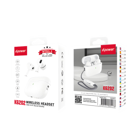 Bluetooth earphones D-power K6202 – White