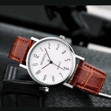 Modiya Men's Quartz Watch White Brown | Smarty